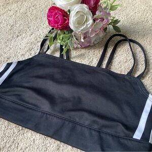 adidas Black Sports Bralette with White Side Trim